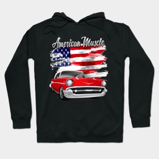 1957 Red and White American Muscle Chevy Bel Air Hoodie